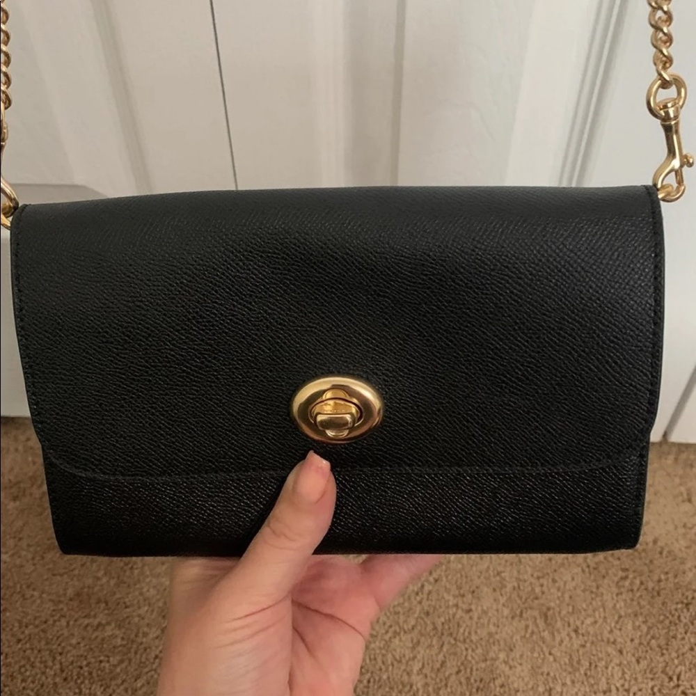 Coach crossbody purse handbag black chain strap